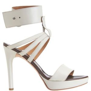 Maiyet leather strappy peep toe Kristy heels